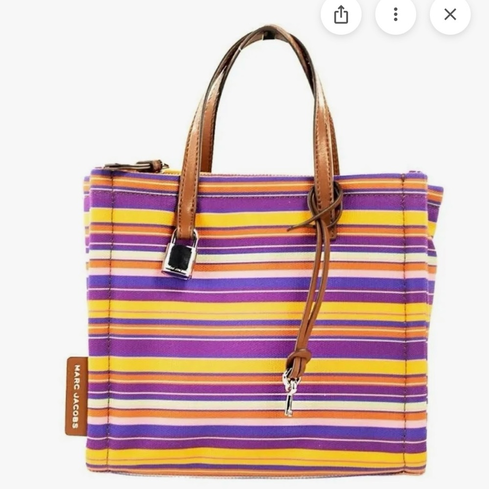 Marc Jacobs Mini Grind Striped Crossbody Tote Bag Purse EUC